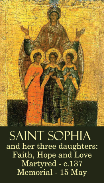 St. Sophia & her 3 Daughters Prayer Card